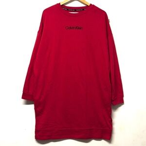 Calvin Klein Jeans Red Crewneck Sweater Dress